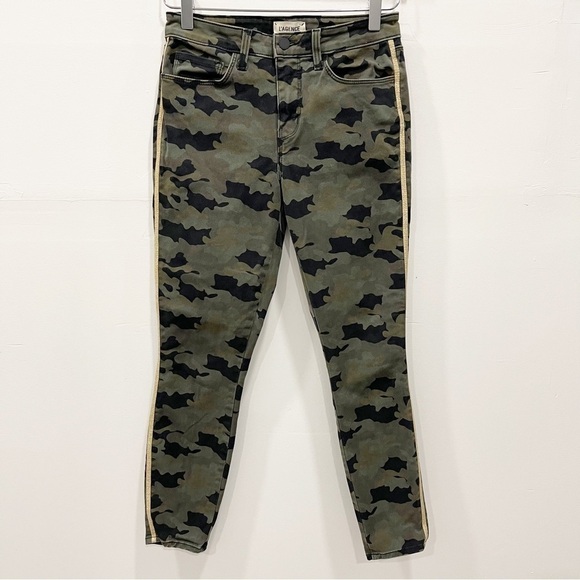L’Agence Camo Skinny Jeans Tuxedo Stripe Green Size 25 Cotton - Picture 1 of 8